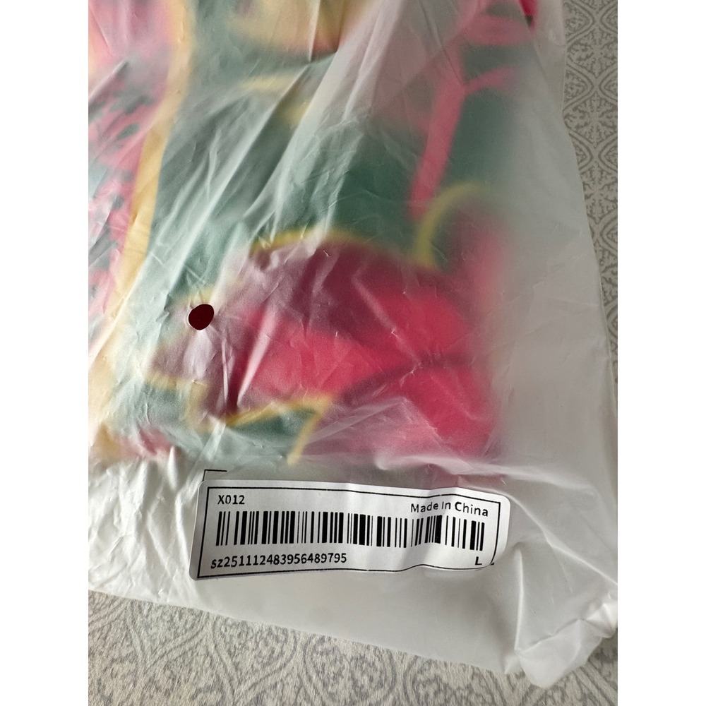 Tropical Green Pink Floral Palm Print Maxi Dress Handkerchief Hem Large - Picture 10 of 10
